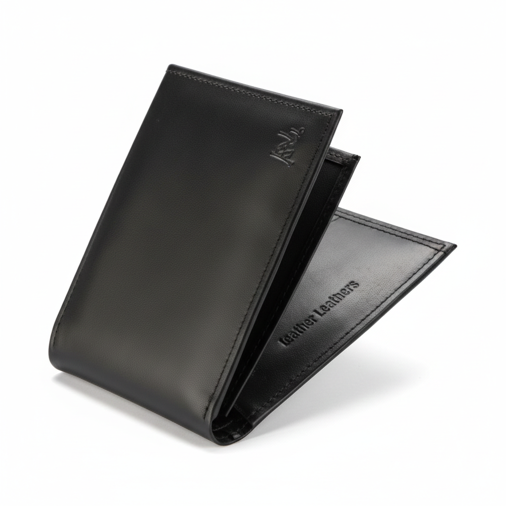 Premium Smooth Leather Wallet in Classic Black