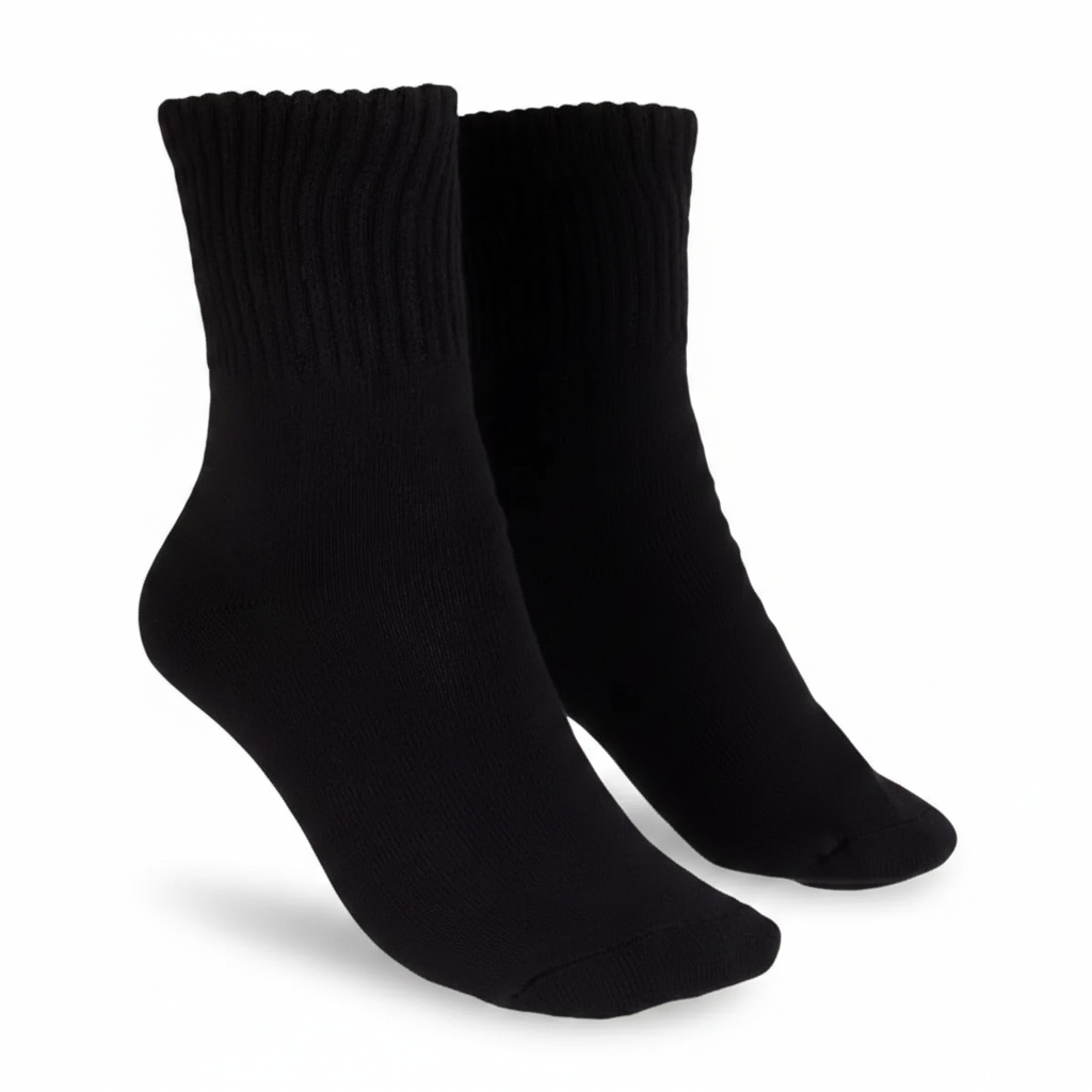 Essential Black Rib Crew Socks